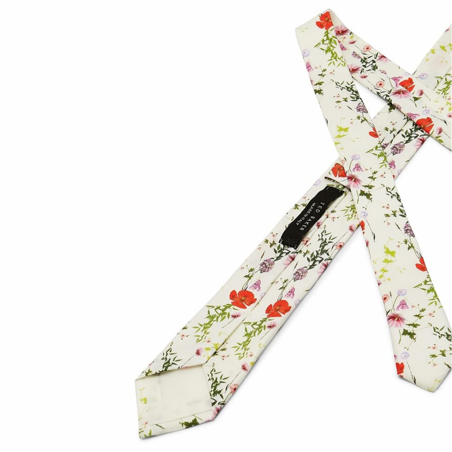 Accessories Ted Baker | Ted Baker Ted Baker Kansal Silk Tie Mens For Ties Colour White