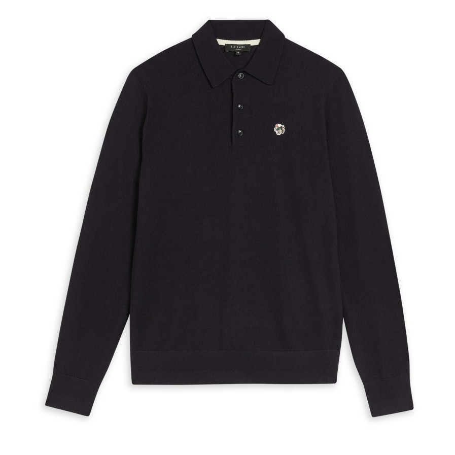 Men Ted Baker | Ted Baker Ted Baker Wembley Ls Polo For Polo Shirts Colour Navy