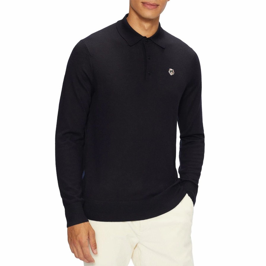 Men Ted Baker | Ted Baker Ted Baker Wembley Ls Polo For Polo Shirts Colour Navy