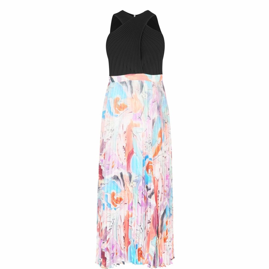 Women Ted Baker | Ted Baker Aveliin Cross Front Dress For Dresses Colour Black