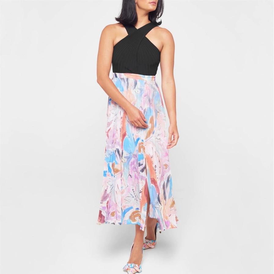 Women Ted Baker | Ted Baker Aveliin Cross Front Dress For Dresses Colour Black