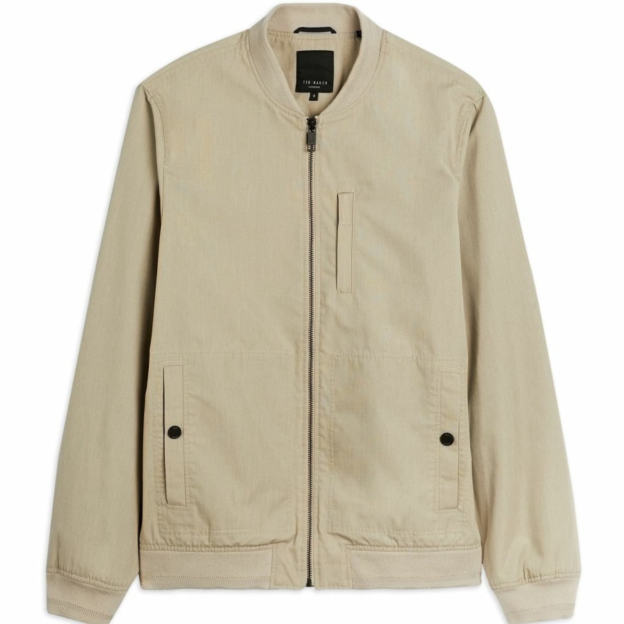 Men Ted Baker | Ted Baker Bars Bomber Jacket For Big & Tall Coats & Jackets Colour Stone