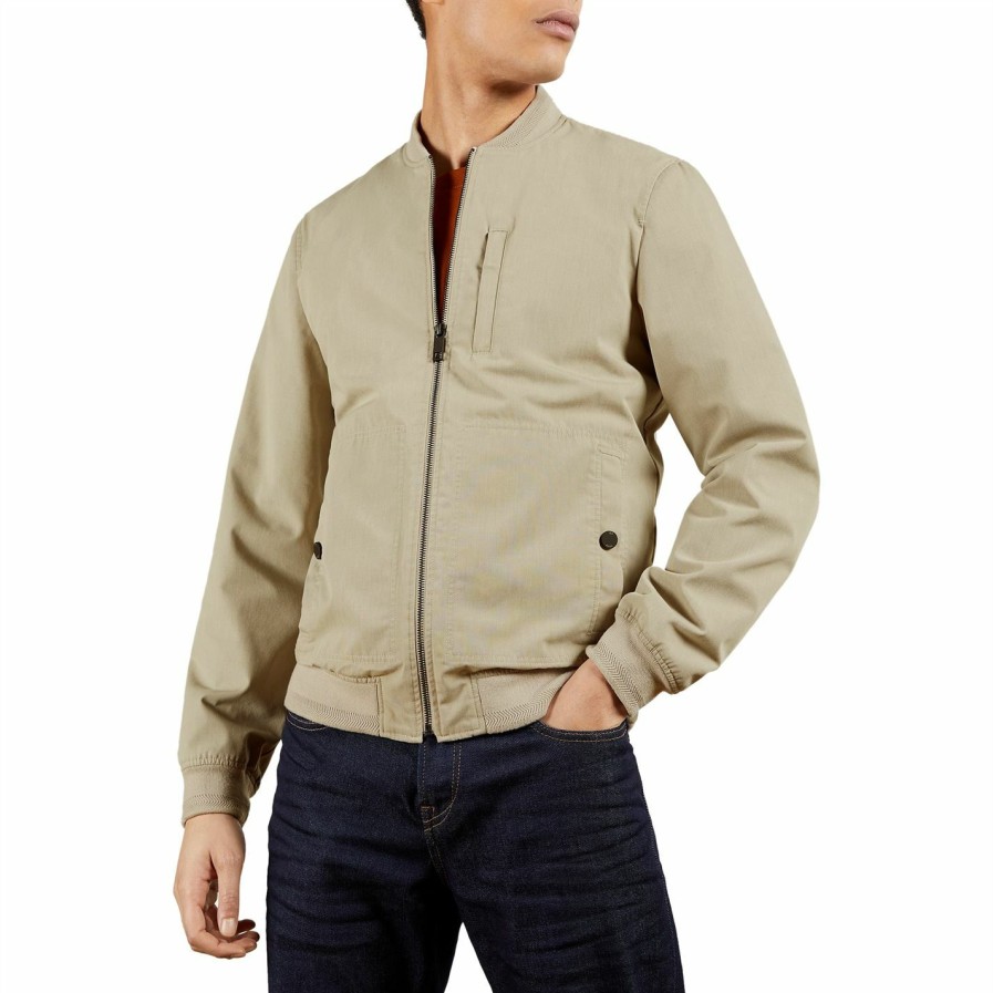 Men Ted Baker | Ted Baker Bars Bomber Jacket For Big & Tall Coats & Jackets Colour Stone