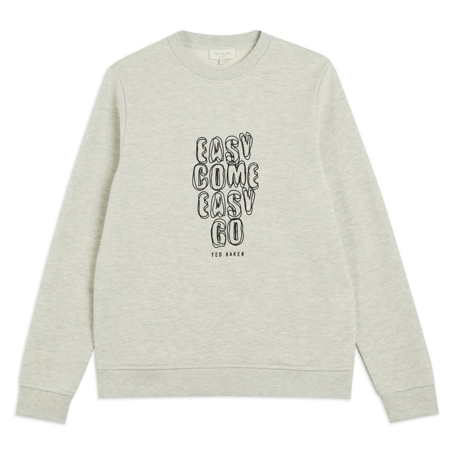 Women Ted Baker | Ted Baker Ted Baker Caity Slogan Sweater For Hoodies And Sweatshirts Colour Mid Grey