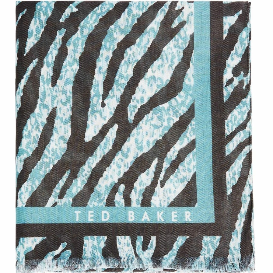 Accessories Ted Baker | Ted Baker Ted Baker Zebra Woven Scarf Womens For Women'S Scarves Colour Olive