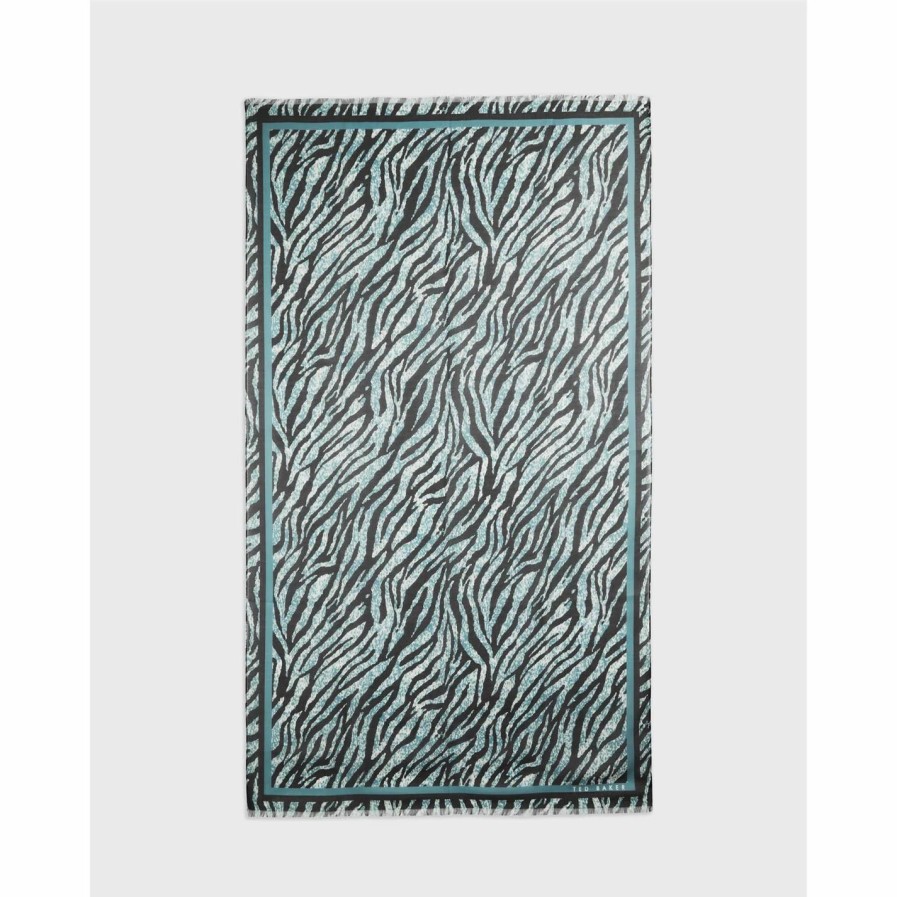 Accessories Ted Baker | Ted Baker Ted Baker Zebra Woven Scarf Womens For Women'S Scarves Colour Olive