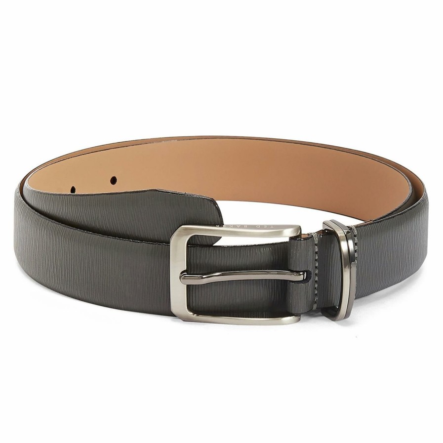 Accessories Ted Baker | Ted Baker Ted Baker Olivio Leather Belt Mens For Men'S Belts Colour Grey