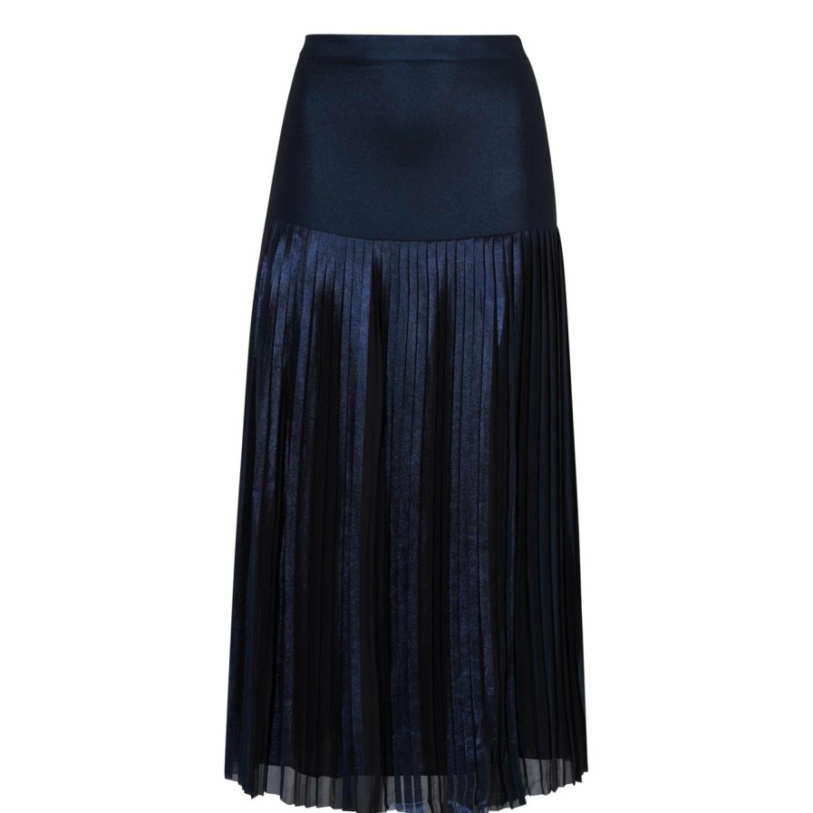 Women Ted Baker | Ted Baker Vind Metalic Skirt For Skirts Colour Dark Navy