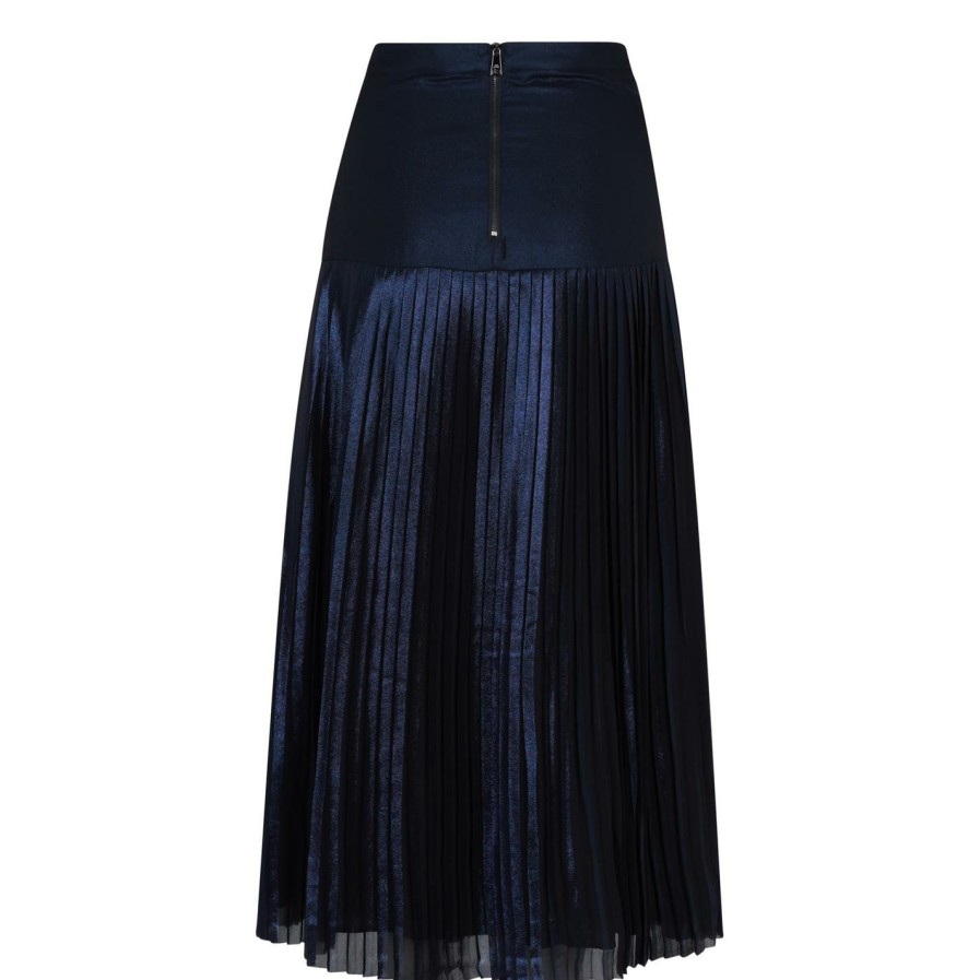 Women Ted Baker | Ted Baker Vind Metalic Skirt For Skirts Colour Dark Navy