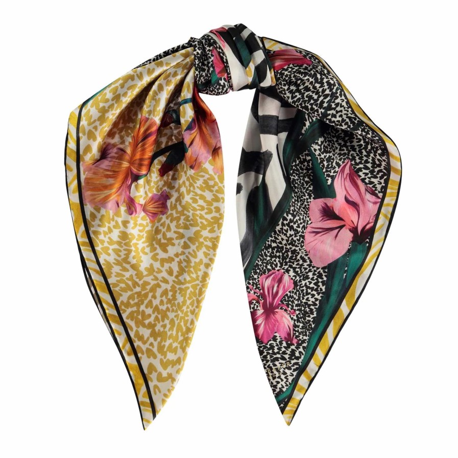 Accessories Ted Baker | Ted Baker Ted Baker Emello Silk Square Scarf For Women'S Scarves Colour Mid-Yellow