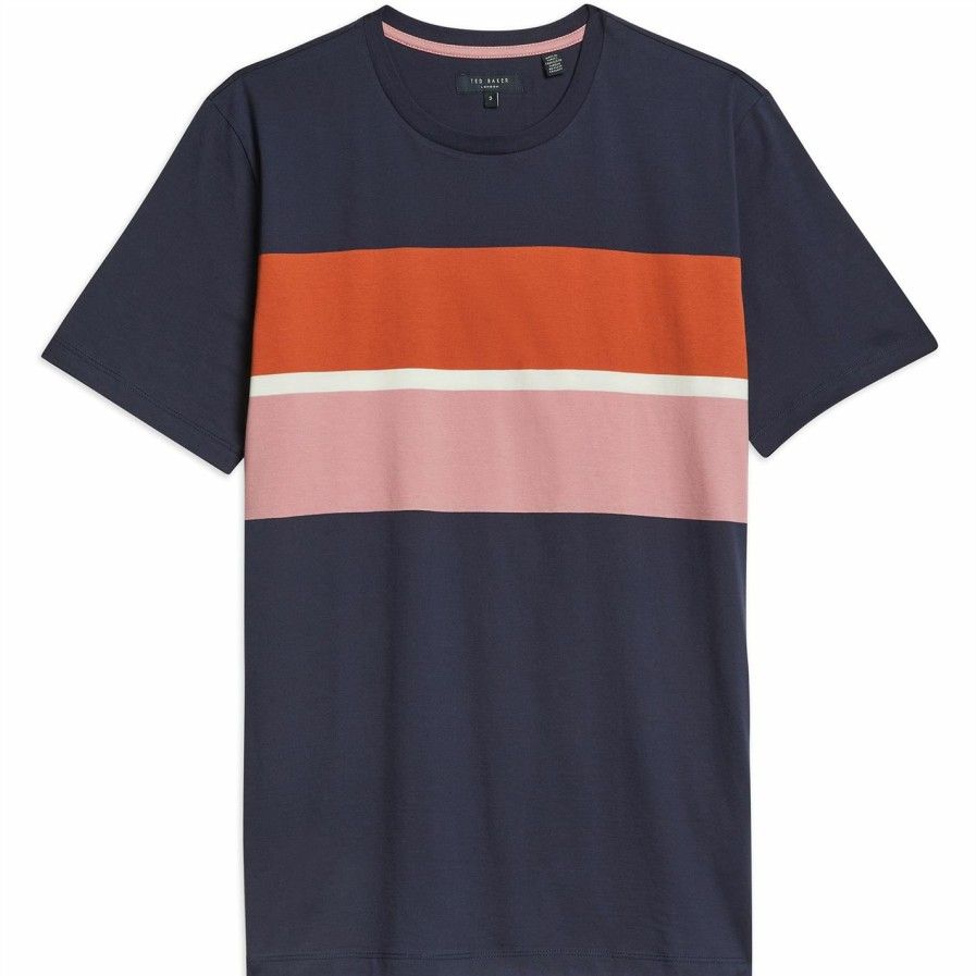 Men Ted Baker | Ted Baker Frontro T Shirt For T-Shirts Colour Navy