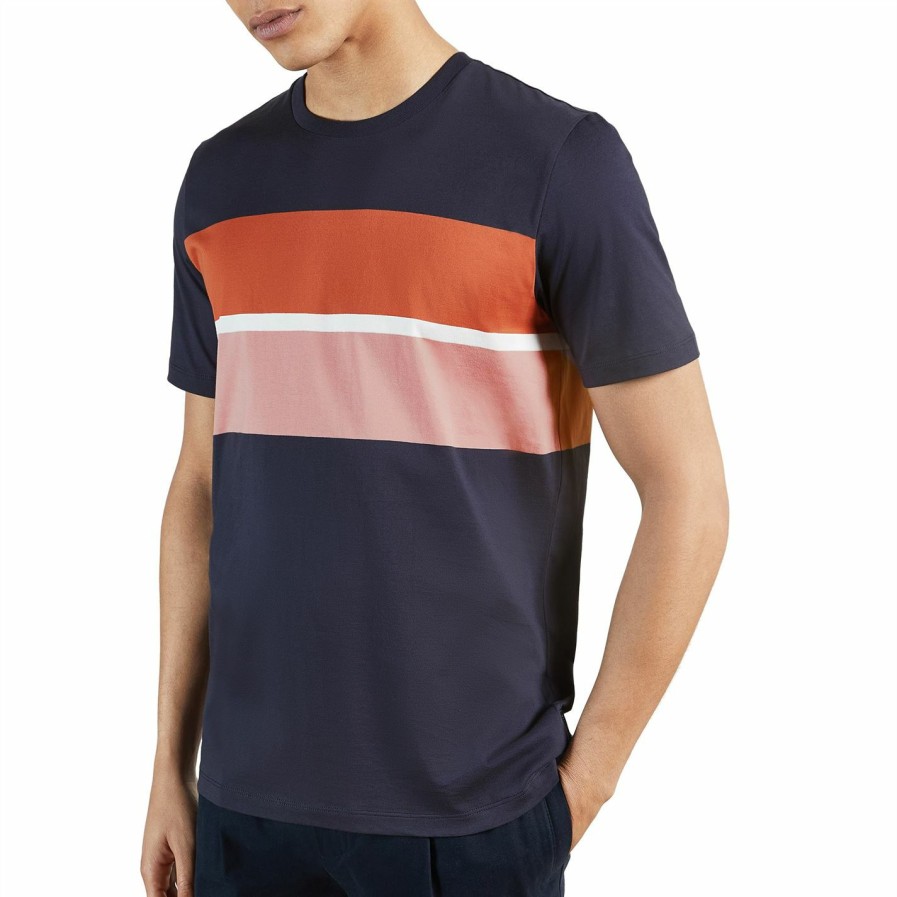 Men Ted Baker | Ted Baker Frontro T Shirt For T-Shirts Colour Navy