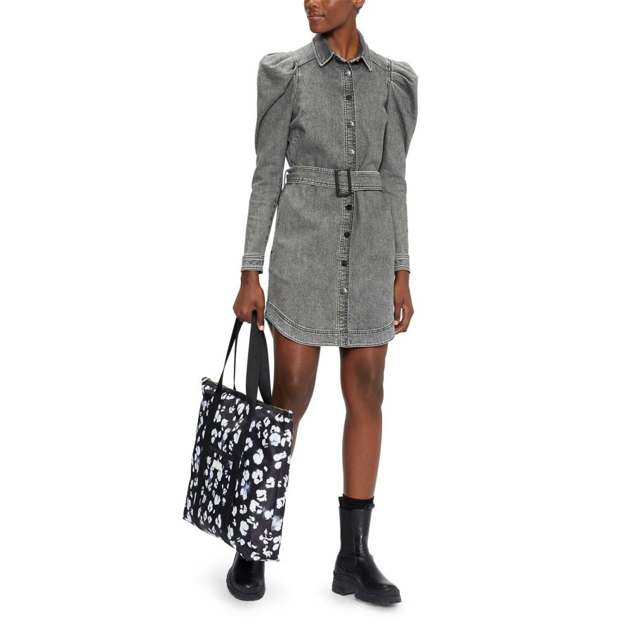 Women Ted Baker | Ted Baker Ted Pascal Denim Mini Shirt Dress For Dresses Colour Mid Grey