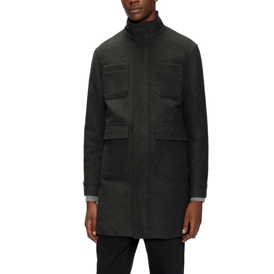 Men Ted Baker | Ted Baker Traks Fun Coat For Big & Tall Coats & Jackets Colour Grey