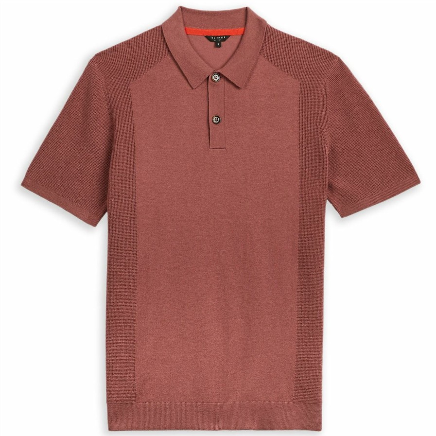 Men Ted Baker | Ted Baker Bump Polo Shirt For Polo Shirts Colour Pink