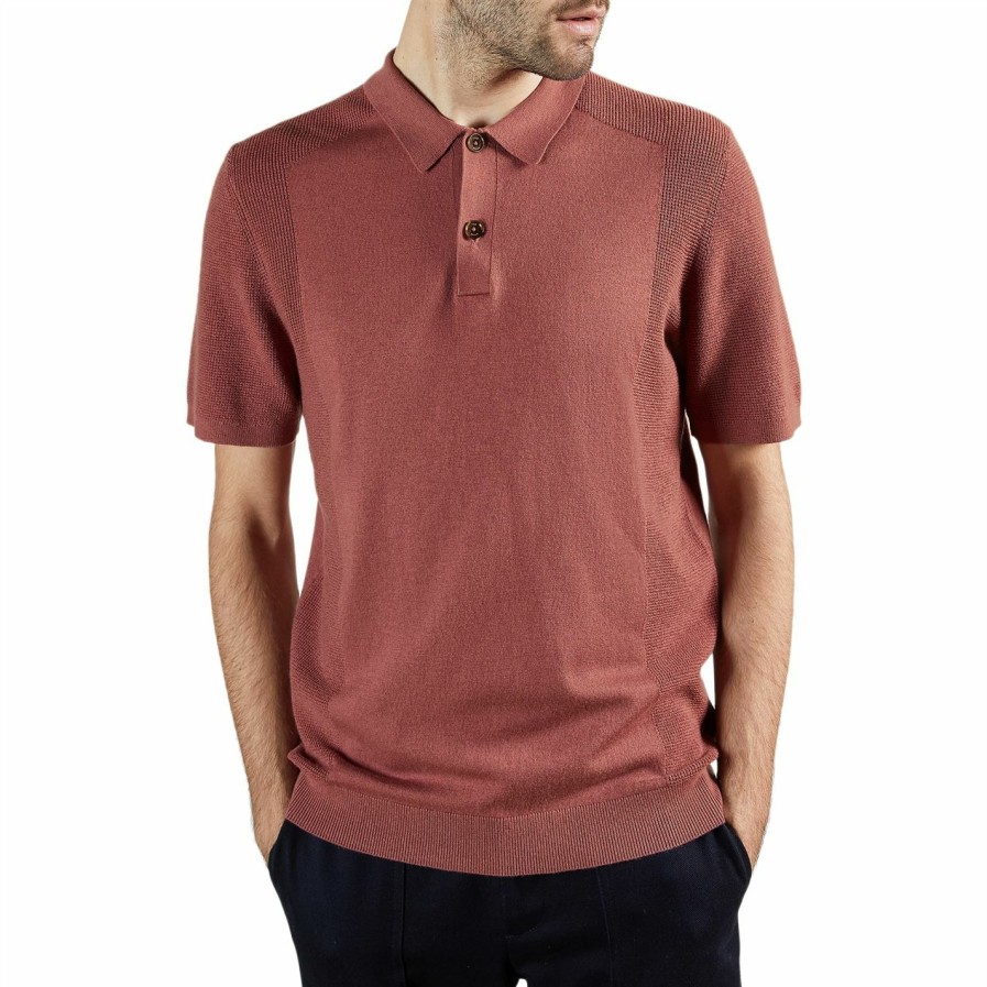 Men Ted Baker | Ted Baker Bump Polo Shirt For Polo Shirts Colour Pink