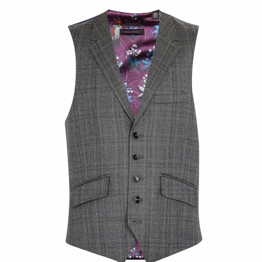 Men Ted Baker | Ted Baker Ted Chetsw St Trsr Sn99 For Complete Suits Colour Grey