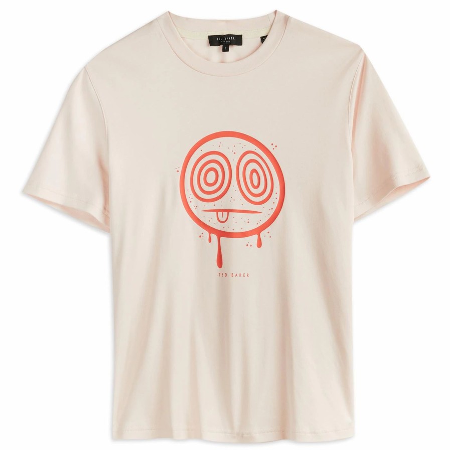 Women Ted Baker | Ted Baker Iviy Face Graphic T Shirt For Tops Colour Pink