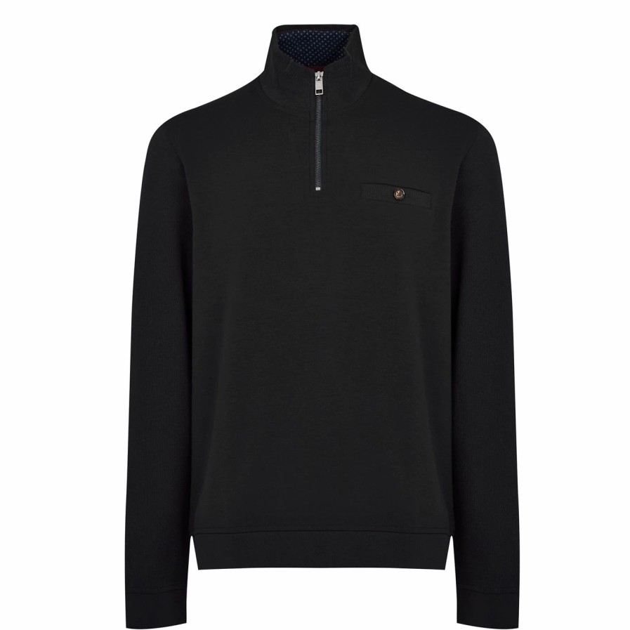 Men Ted Baker | Ted Baker Muggie Sweatshirt For Big & Tall Colour Black