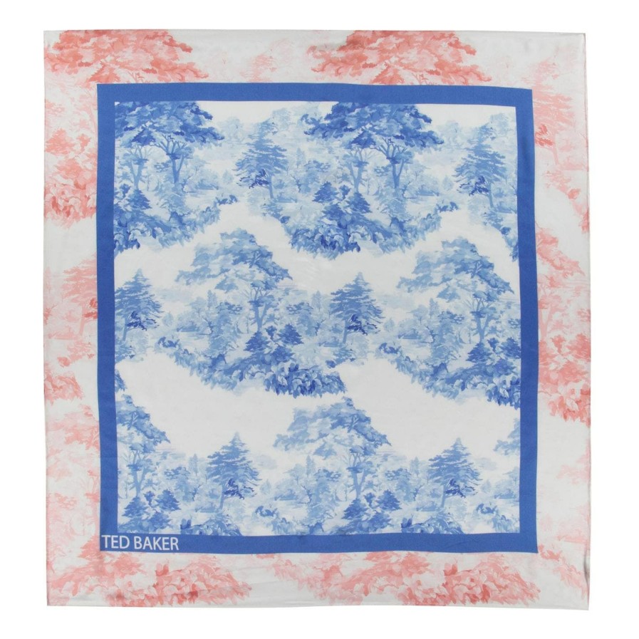 Accessories Ted Baker | Ted Baker Ted Baker Shali Print Square Scarf Womens For Women'S Scarves Colour Mid-Blue