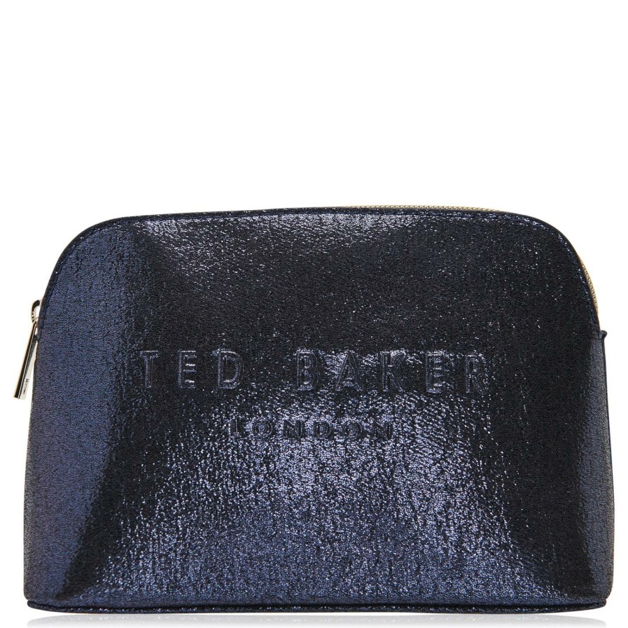 Bags & Luggage Ted Baker | Ted Baker Crosshatch Make Up Bag For Makeup Cases & Washbags Colour Navy