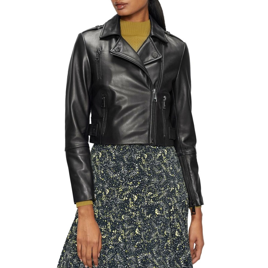 Women Ted Baker | Ted Baker Ssalli Biker Jacket For Coats & Jackets Colour Black