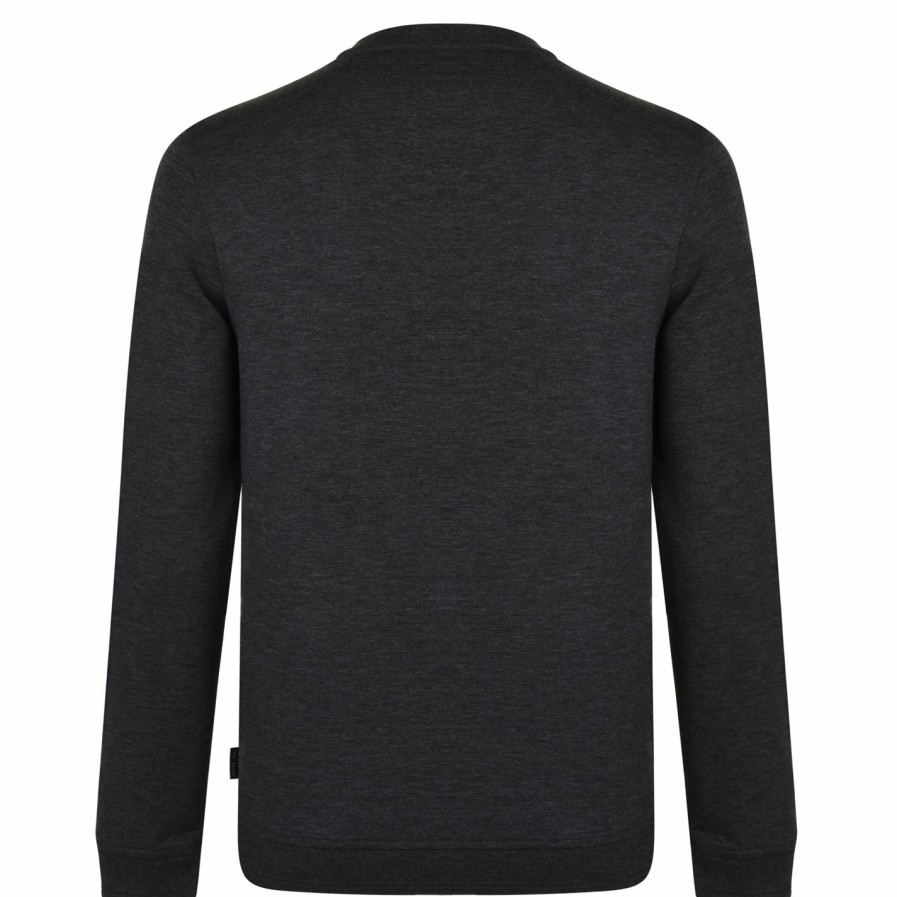 Men Ted Baker | Ted Baker Wall Crew Sweatshirt For Big & Tall Knitwear Colour Grey