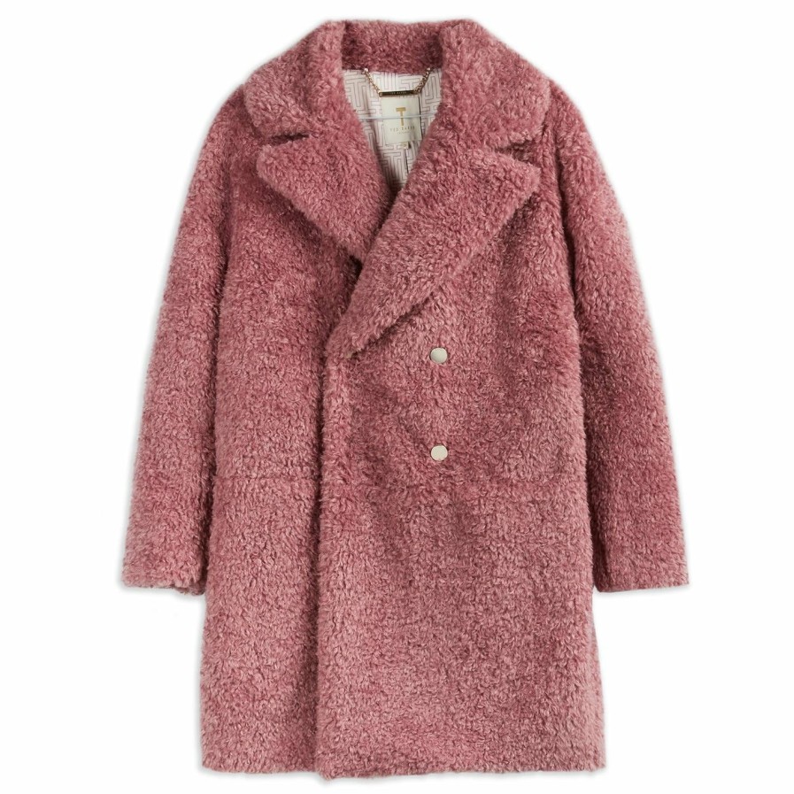 Women Ted Baker | Ted Baker Kayyti Faux Fur Coat For Coats & Jackets Colour Pink