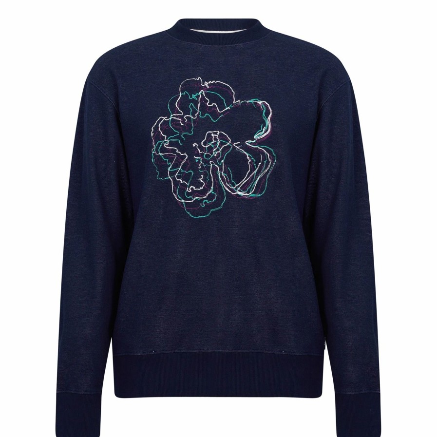 Men Ted Baker | Ted Baker Carick Embroidered Jumper For Big & Tall Colour Navy