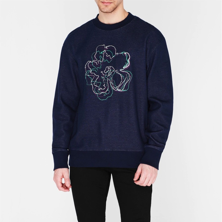 Men Ted Baker | Ted Baker Carick Embroidered Jumper For Big & Tall Colour Navy