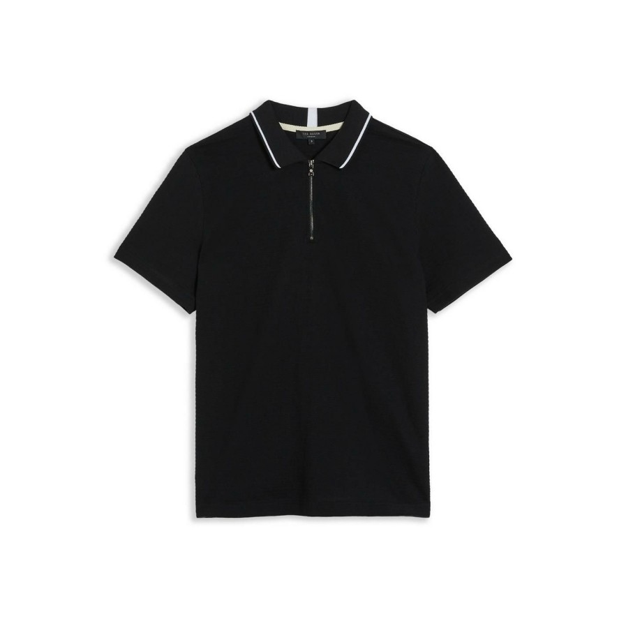 Men Ted Baker | Ted Baker Buer Zip Up Polo Shirt For Polo Shirts Colour Black