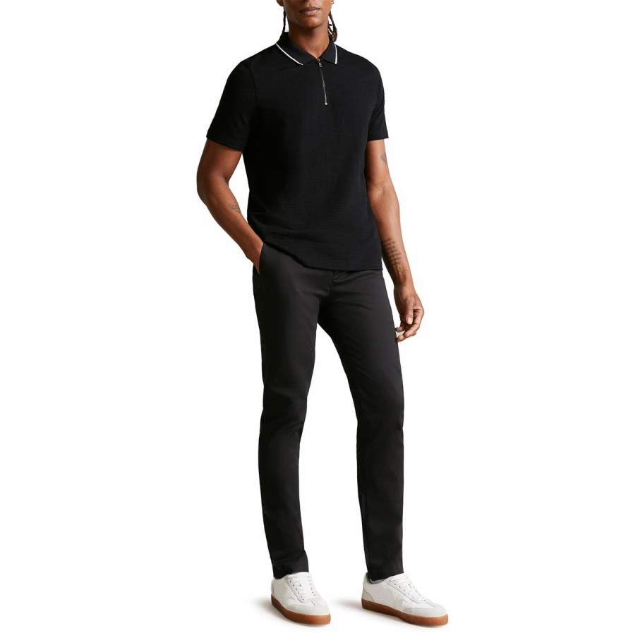 Men Ted Baker | Ted Baker Buer Zip Up Polo Shirt For Polo Shirts Colour Black