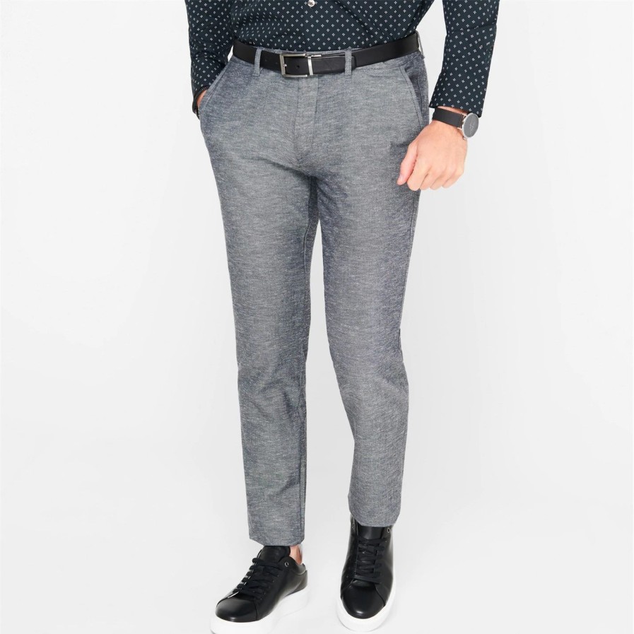 Men Ted Baker | Ted Baker Slim Trousers For Trousers & Chinos Colour Navy