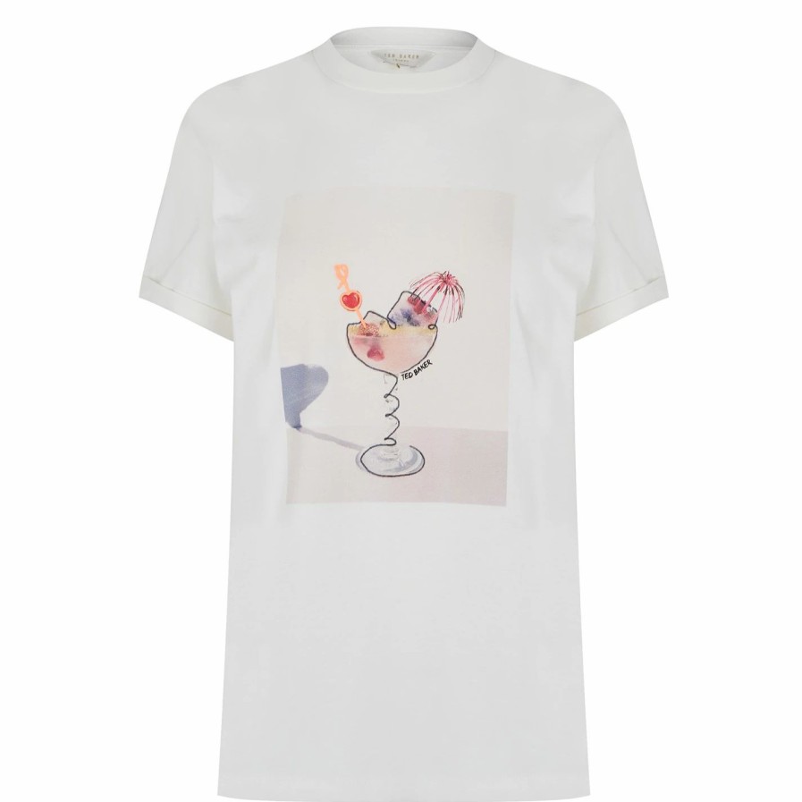 Women Ted Baker | Ted Baker Ted Baker Gin T-Shirt Womens For Tops Colour White