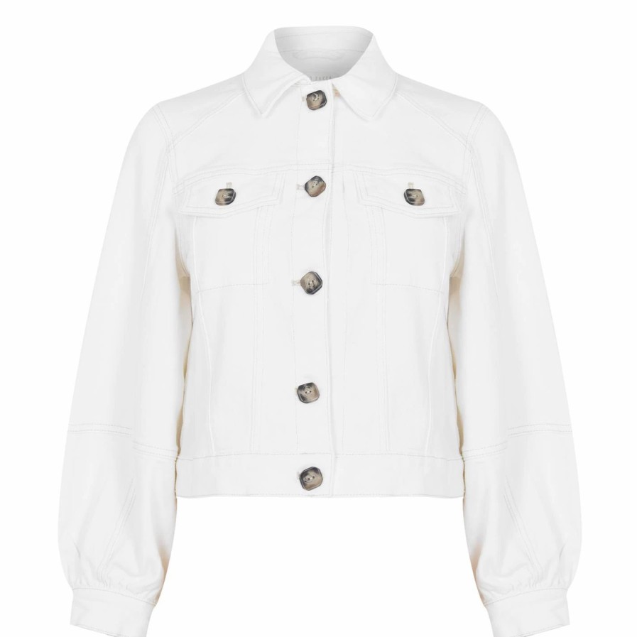 Women Ted Baker | Ted Baker Consse Denim Jacket For Coats & Jackets Colour Cream