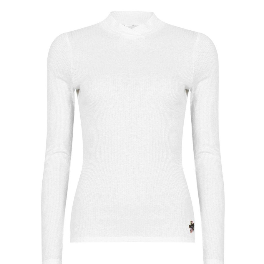 Women Ted Baker | Ted Baker Arly Cross Neck Jumper For Knitwear Colour White