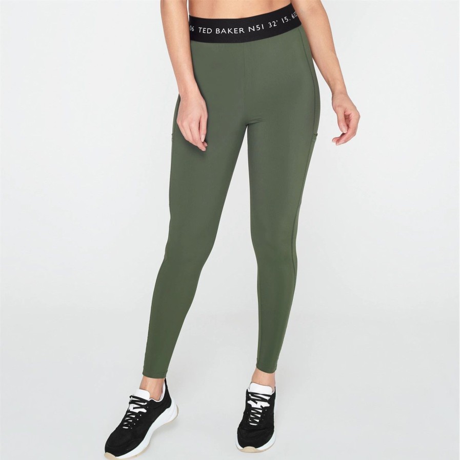 Sports & Fitness Ted Baker | Ted Baker Llaneyy Active Leggings For Running Trousers Colour Dark Green