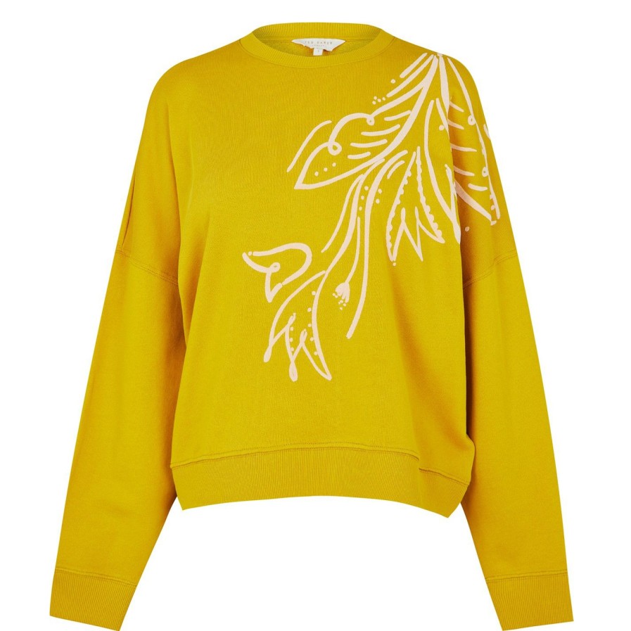 Women Ted Baker | Ted Baker Ted Baker Vindiey Graphic Sweater Womens For Knitwear Colour Yellow