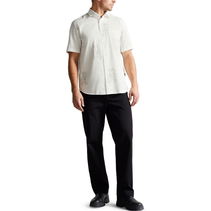 Men Ted Baker | Ted Baker Arden Character Shirt For Casual Shirts Colour White