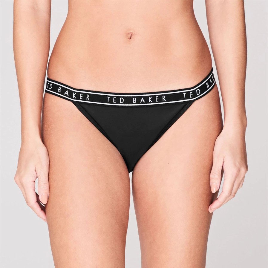 Women Ted Baker | Ted Baker Logo Briefs For Bikinis Colour Black