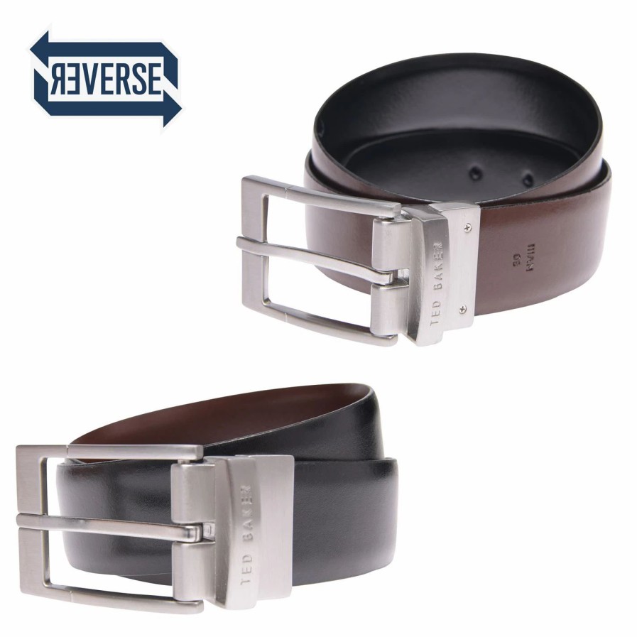 Accessories Ted Baker | Ted Baker Reversible Belt For Men'S Belts Colour Black