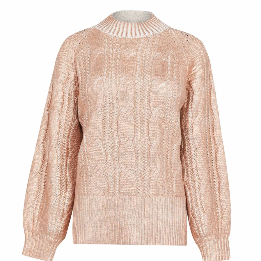 Women Ted Baker | Ted Baker Sidonyy Cable Knit Jumper For Knitwear Colour Pink