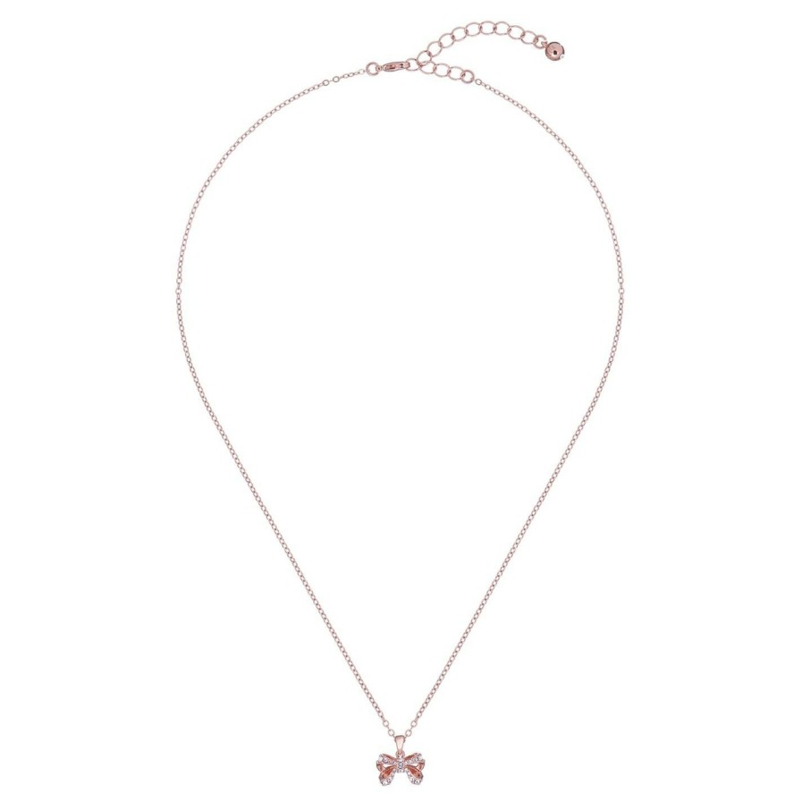 Accessories Ted Baker | Ted Baker Crestra Crystal Petite Bow Pendant For Necklaces Colour Rose Gold