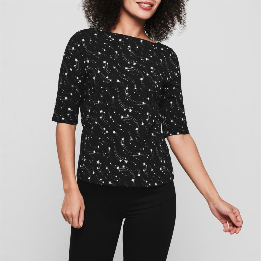 Women Ted Baker | Ted Baker Ted Baker Starez Star T Shirt For Tops Colour Black