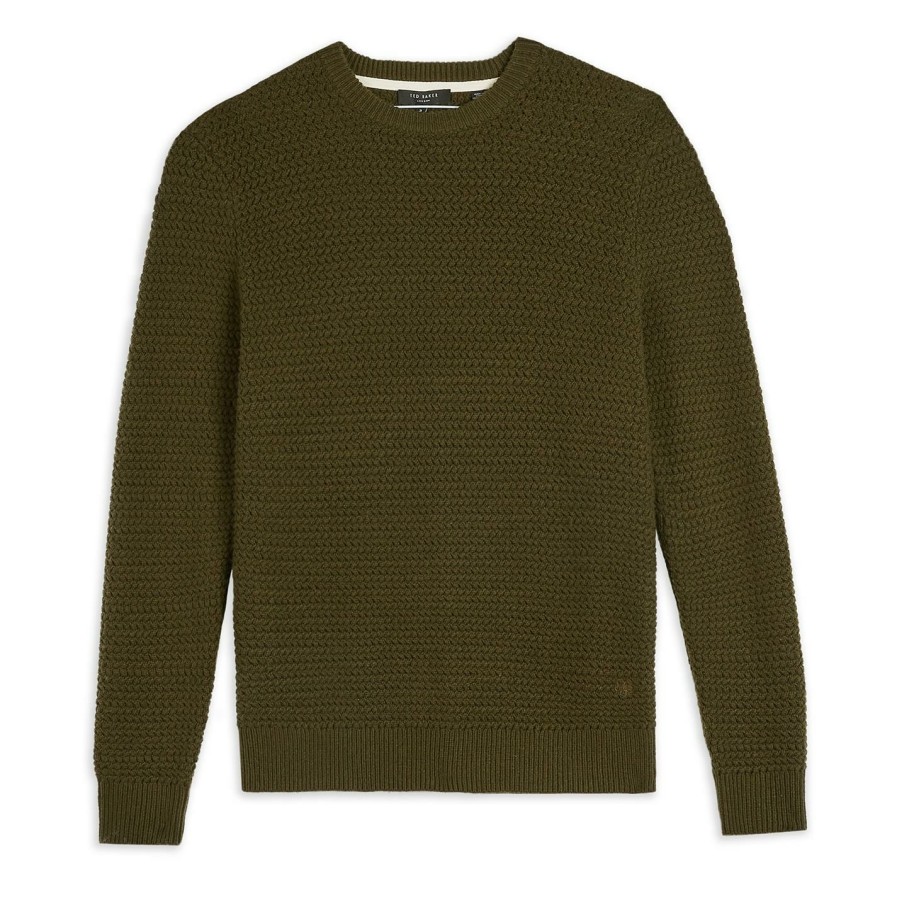 Women Ted Baker | Ted Baker Brock Sweater For Knitwear Colour Khaki