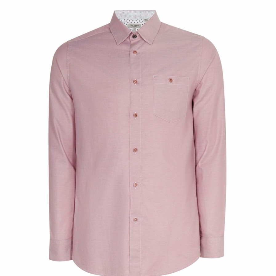 Men Ted Baker | Ted Baker Ted Baker Zachsri Shirt Mens For Casual Shirts Colour Pink