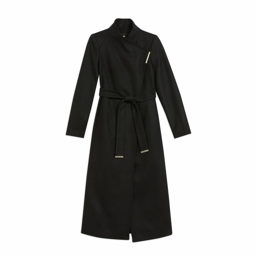 Women Ted Baker | Ted Baker Rosell Longline Coat For Coats & Jackets Colour Black