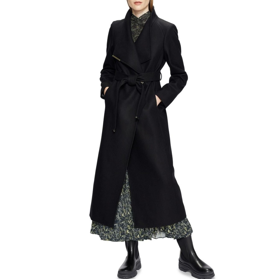 Women Ted Baker | Ted Baker Rosell Longline Coat For Coats & Jackets Colour Black