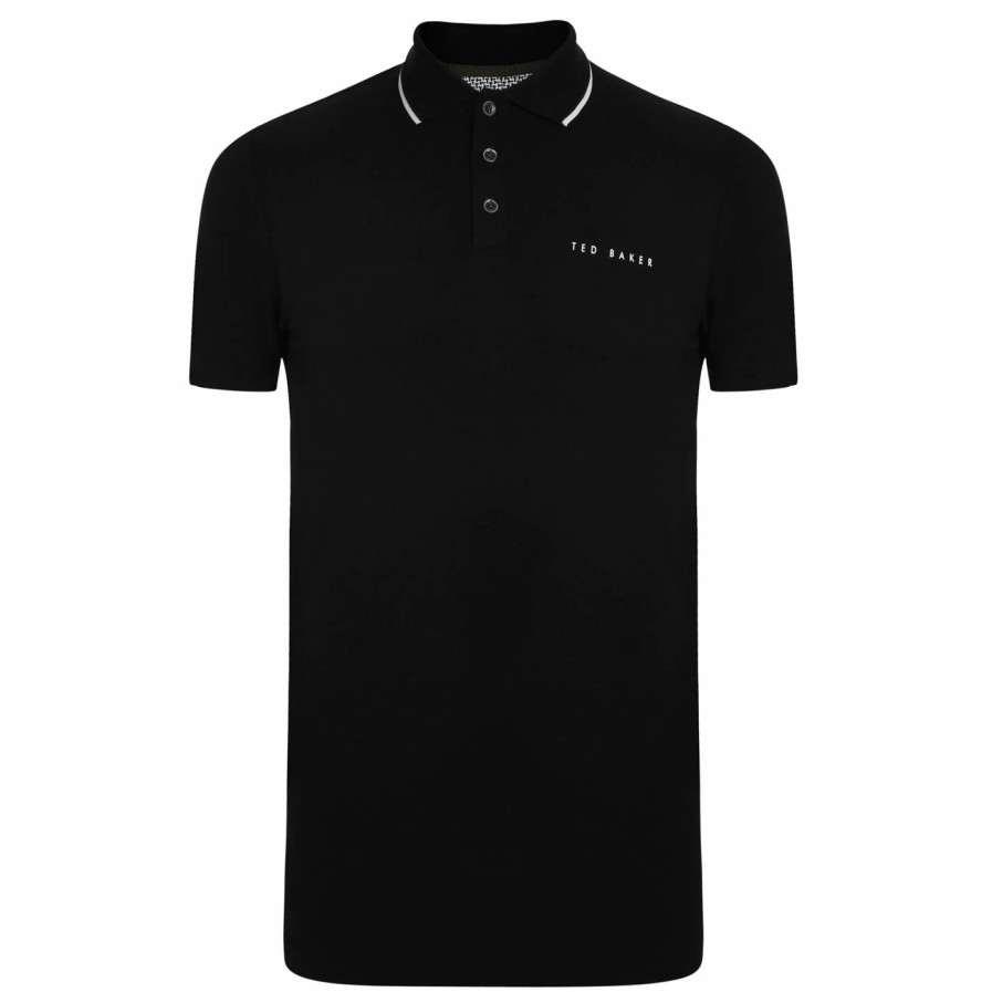 Men Ted Baker | Ted Baker Short Sleeve Polo Shirt For Polo Shirts Colour Black