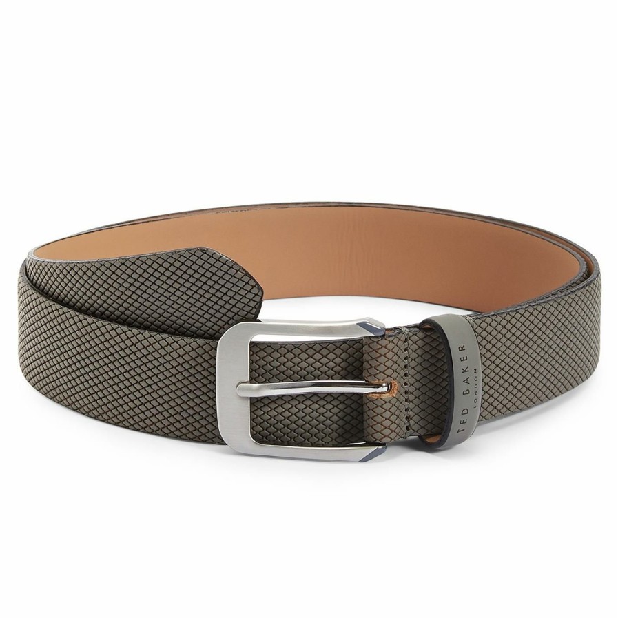 Accessories Ted Baker | Ted Baker Ted Baker Streaky Leather Belt Mens For Men'S Belts Colour Grey